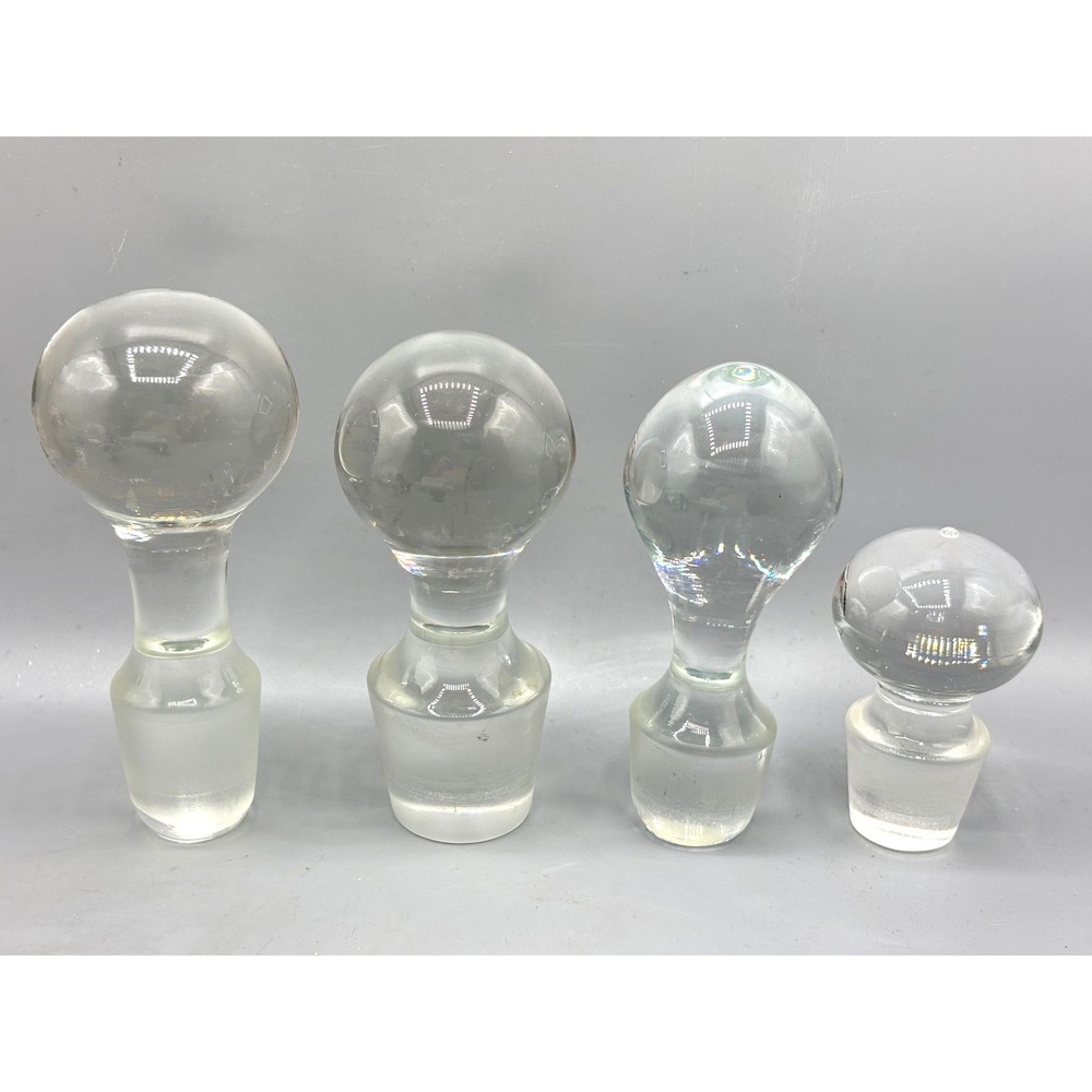 Vintage Clear Glass Bottle Stoppers Set of 4 Decanter‎ Replacement Ball Teardrop